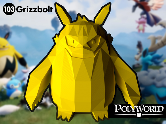 low poly grizzbolt palworld miniatura by gatto brinquedos jogos personagens amigo personagem monstro urso pardo parafuso moniatura brinquedo figura pokémon videogame pc pcmasterrace 3d print model - Mito3D