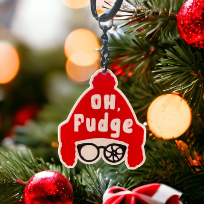 oh fudge keychain by bearded dad designz fashion models holidays christmas a story shoot eye out funny 3d print model - Mito3D