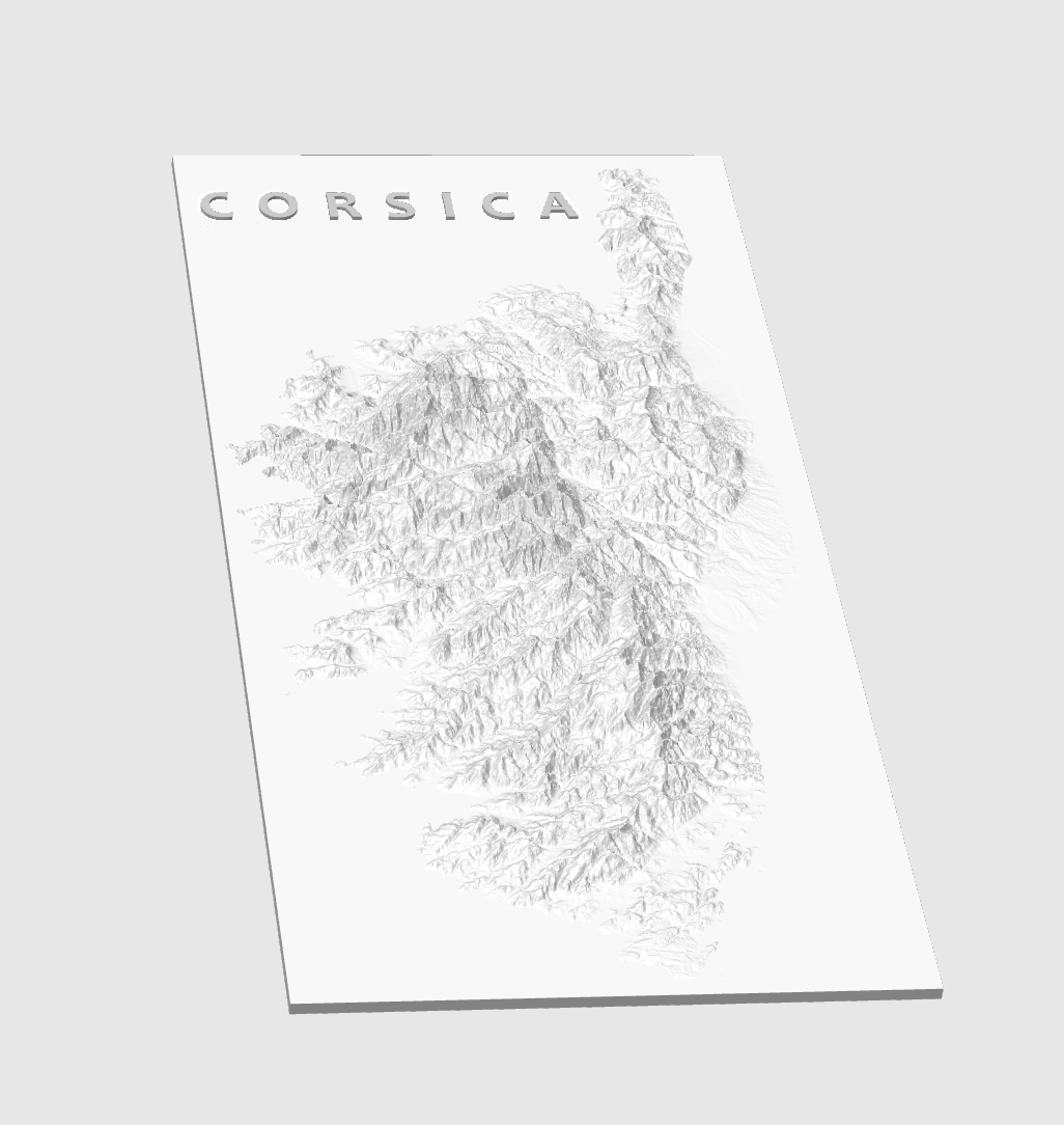 020mm corsica map corse white by grumpy art sculptures corse france map sculpture italia 3D print model - Mito3D