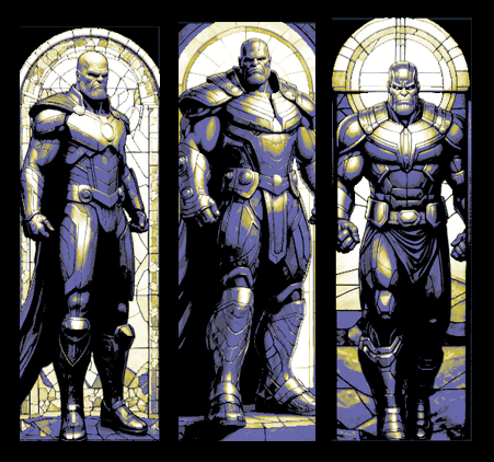 ventilador arte conjunto of 3 favoritos maravilha quadrinho personagem thanos imortalizado in manchado vidro janelas by mclanesmemories 2d livro história quadrinhos statedglass marca marcador páginas admirador forja chapéus 3D print model - Mito3D