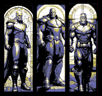 ventilador arte conjunto of 3 favoritos maravilha quadrinho personagem thanos imortalizado in manchado vidro janelas by mclanesmemories 2d livro história quadrinhos statedglass marca marcador páginas admirador forja chapéus 3d print model - Mito3D