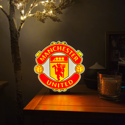 manchester unidos mufc luz caixa conduziu luminária by superiororganisersolutions casa modelos futebol logotipo emblema crista 3d print model - Mito3D