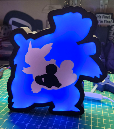 blastoise evoluto luce scatola parete arte by tri 3d segni loghi pokemon colpire guidato squirtle wartortle blu 3d print model - Mito3D