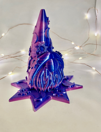 cosmic gnome no supports remixed by funfam3d household decor space star moon hippy cute nosupports magic mystic wizard mage dandd dungeons dragons gnom gonk gnomo 3d print model - Mito3D