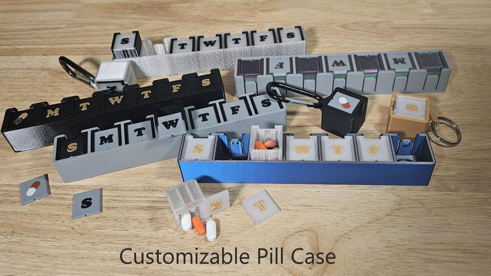 customizable pill case by cls apfaff tools medical box boxes orgainizer first aid 3d print model - Mito3D