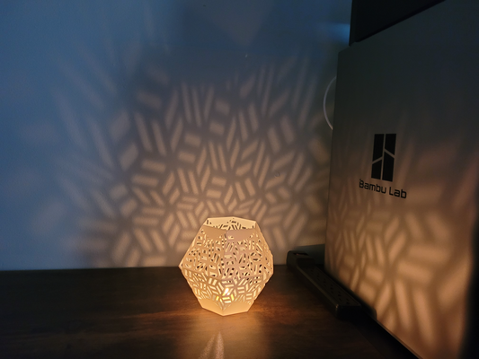 candle tea light shade by printmint household decor lamp pattern geometric shadow holder cubic design home ambient lighting print in place patterns modern stl file diy unique 3d printable interior glow mood 3d print model - Mito3D