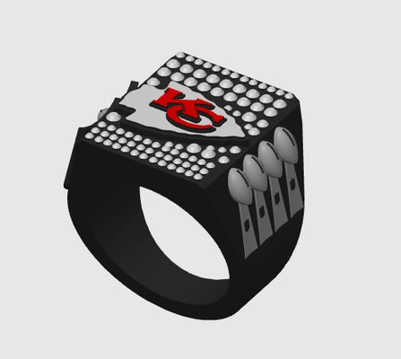 kansas ville chefs 2024 super bol bague by woodcreationz mode anneaux kc diamant 3d print model - Mito3D