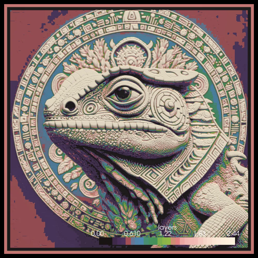 iguana painting by andronick83 art 2d multicolor decor phosphorescent totemic3d 3D print model - Mito3D