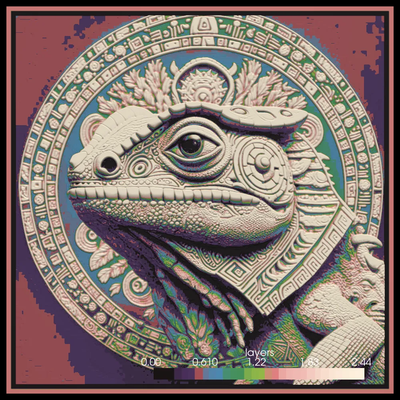 iguana painting by andronick83 art 2d multicolor decor phosphorescent totemic3d 3d print model - Mito3D