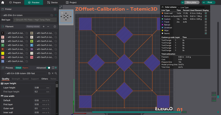 zoffset calibration 210x210mm by andronick83 3d yazıcı aksesuarlar kalibrasyon z offset totemic3d 3d print model - Mito3D