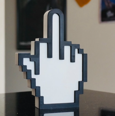 pixelated middle finger - ams 2-color by blacho household decor desk toy office toys 3d print model - Mito3D
