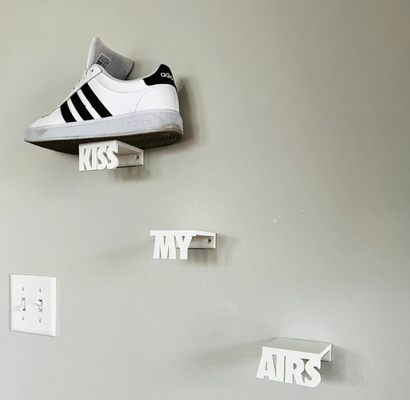 kiss my airs shoe wall mounts by blacho household decor air jordan sneakers mount sneaker holder shelf 3d print model - Mito3D