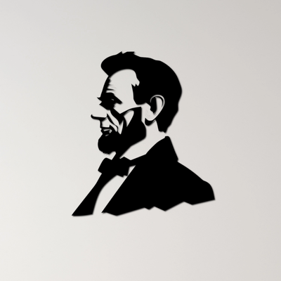 abraham lincoln wall art by ri0m0 2d president silhouette history usa emancipation leader statesman iconic patriotic profile civilwar americana monument historical politician freedom democracy governance beard laser cutting 3d print model - Mito3D