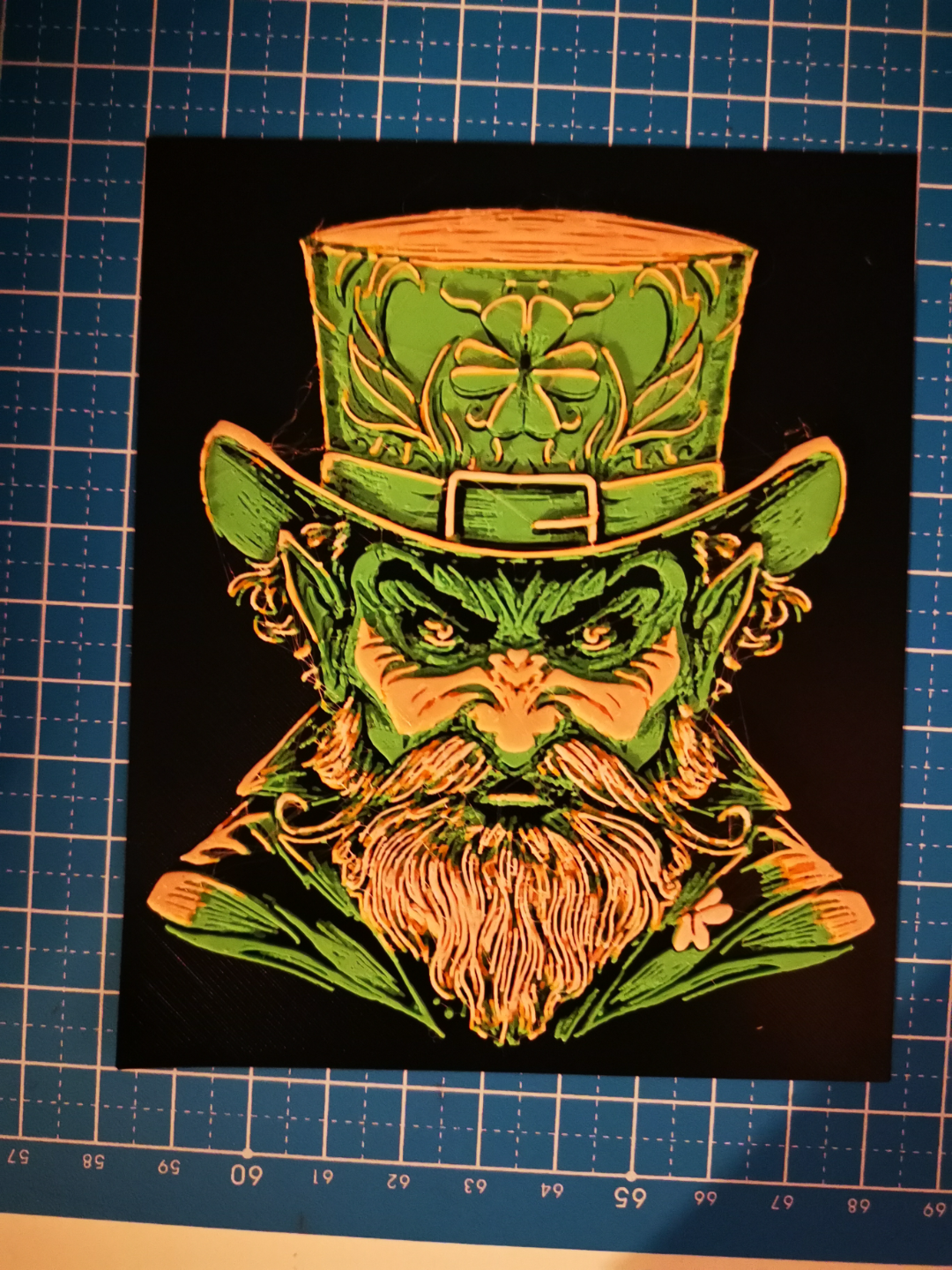 angry leprechaun hueforge multicolor st patrick's day by kevingoetz generative 3d model & lithophane st patricks luck lucky 2d art goblin green 3D print model - Mito3D