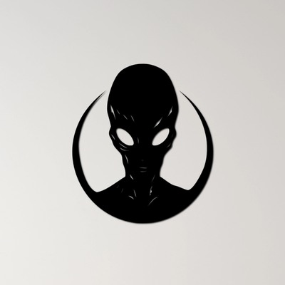 alien wall art by ri0m0 2d scifi extraterrestrial space monster creature horror sciencefiction futuristic unknown silhouette creepy predator cosmic intergalactic outerspace ufo fiction eerie menacing 3d print model - Mito3D