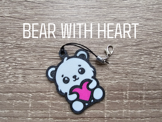 keychain - cute bear heart by concluzion art 2d multicolor animal love valentine valentiensday gift 3d print model - Mito3D