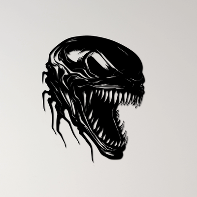 alien wall art by ri0m0 2d menacing eerie fiction ufo outerspace intergalactic cosmic futuristic unknown silhouette predator sciencefiction horror display space monster extraterrestrial geology 3d print model - Mito3D