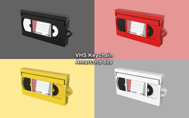 vhs keychain 80s by sakkez games fashion models film 90s accessories accessory 1980 1990 videotape video tape cassette cassettetape 3d print model - Mito3D