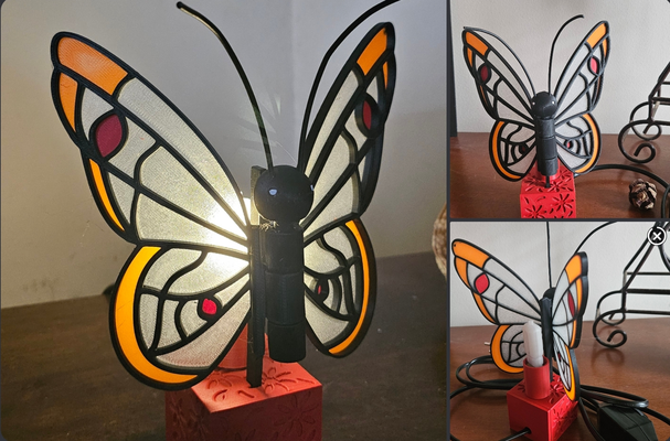 mariposa tiffany lámpara by mimi hogar casa decoración regalo g9 madre día madre niño mamá oficina cabecera escritorio 3d print model - Mito3D