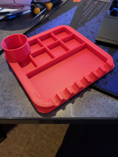 farbe mischen wasser tasse teller by morphas1s werkzeuge gadgets tablett pinsel 3d print model - Mito3D
