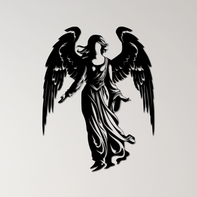 engel mauer kunst by ri0m0 2d flügel spirituell wächter silhouette himmel schutz seraph heilig anmut flug steuerung cherub ätherisch vertrauen frieden himmlisch leiten wohlwollen 3d print model - Mito3D