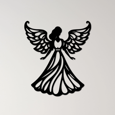 engel mauer kunst by ri0m0 2d seraph anmut silhouette göttlich flügel schönheit ätherisch spirituell wächter feminin eleganz schutz frieden aufsteigen glanz reinheit anbetung 3d print model - Mito3D