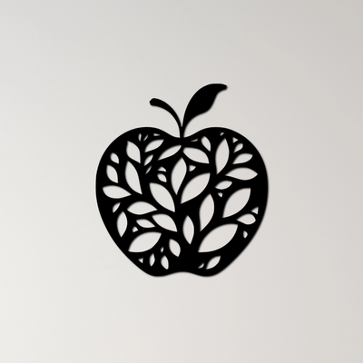 apple wall art by ri0m0 2d fruit nature silhouette health organic garden eden nutrition fres fresh tree leaf food orchard symbol growth wholesome botanical harvest natural 3d print model - Mito3D