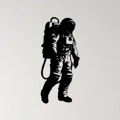 astronauta parete arte by ri0m0 2d spazio esploratore silhouette nasa cosmonauta universo galassia completo uomo casco avventura gravità scienza orbita tecnologia passeggiata nello viaggio luna marte isolamento 3d print model - Mito3D