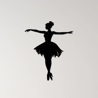 ballerina wall art by ri0m0 2d dance ballet graceful silhouette dancer elegant performance classic poise tutu artistic leap movement balance fluid beautiful stage discipline culture 3d print model - Mito3D