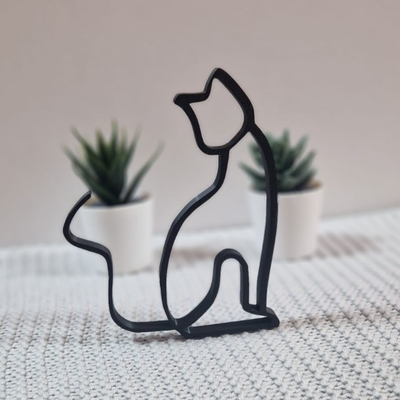 katze minimalistisch kunst by julesprint3d haushalt dekor minimal lineart minimalismus liebhaber kitty zuhause haus zubehör wohnkultur dekoration heimdekorationen 3d print model - Mito3D