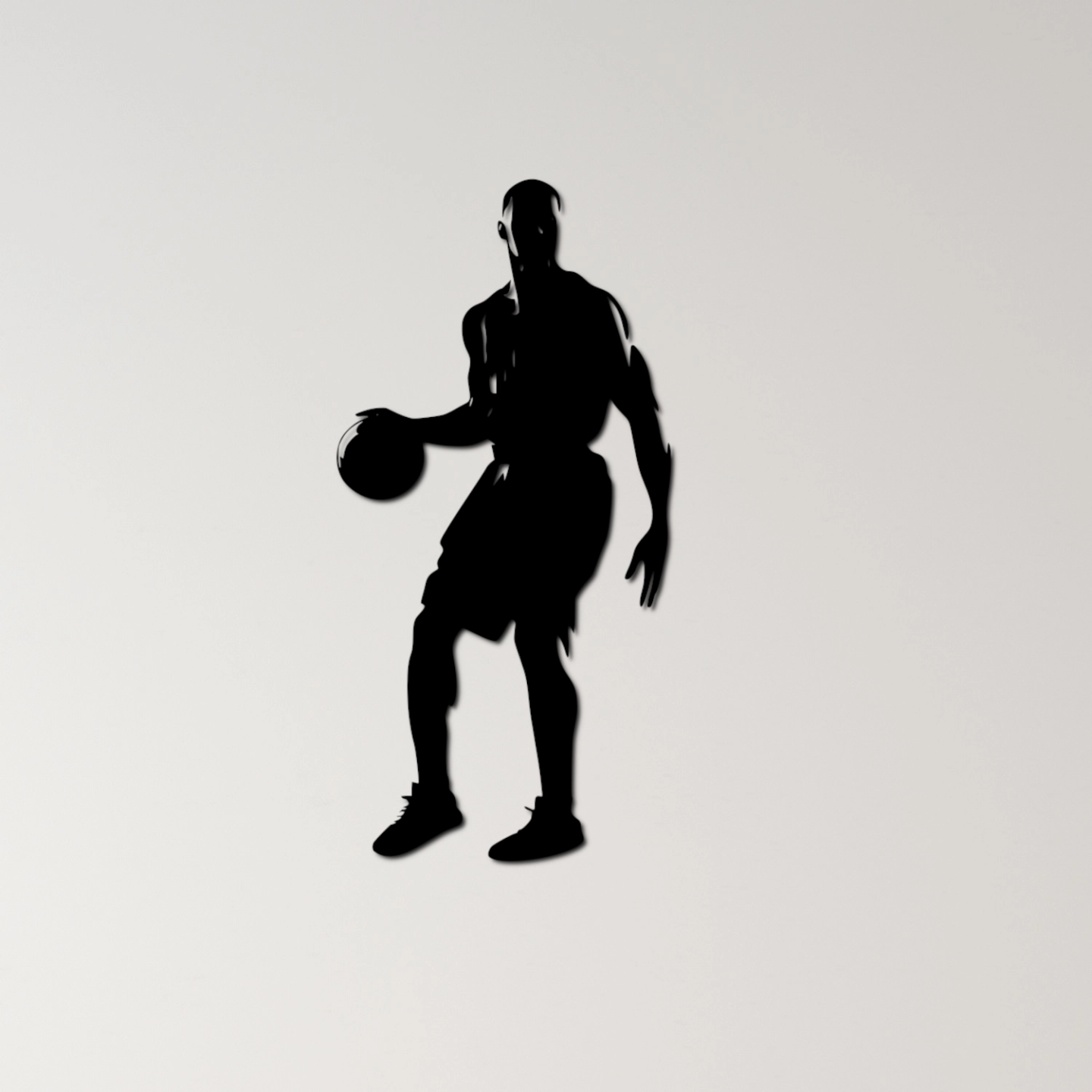 basquetebol parede arte by ri0m0 2d jogador esportes silhueta driblar atlético aros tribunal jogos saltar enterrar nba equipe guarda concorrência pulo atirar açao ginástica 3D print model - Mito3D