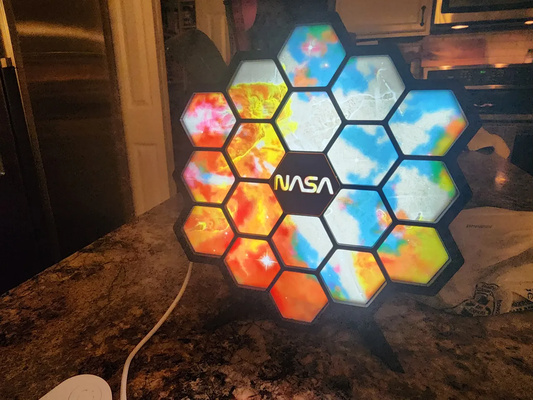 james webb space telescope led lightbox remixed by mafia skull generative 3d model hueforge & lithophane lamp 3d print model - Mito3D