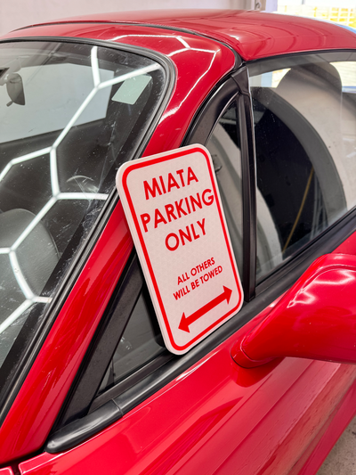 mazda miata parking sign by dkprints art signs & logos mx5 mx-5 na nb nc nd manual no garage decor fun wall 3d print model - Mito3D