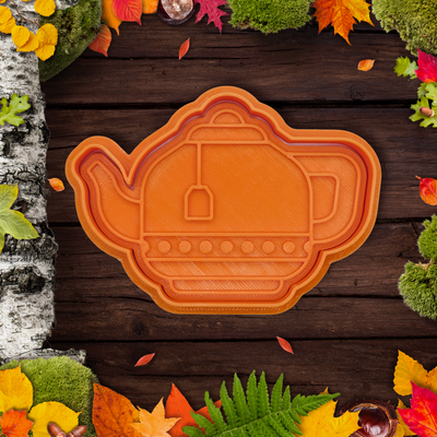 teapot cookie cutter stamp autumn set by indibles hobby & diy cookies cutters tea pot baking dough playdoh play-doh 3d print model - Mito3D