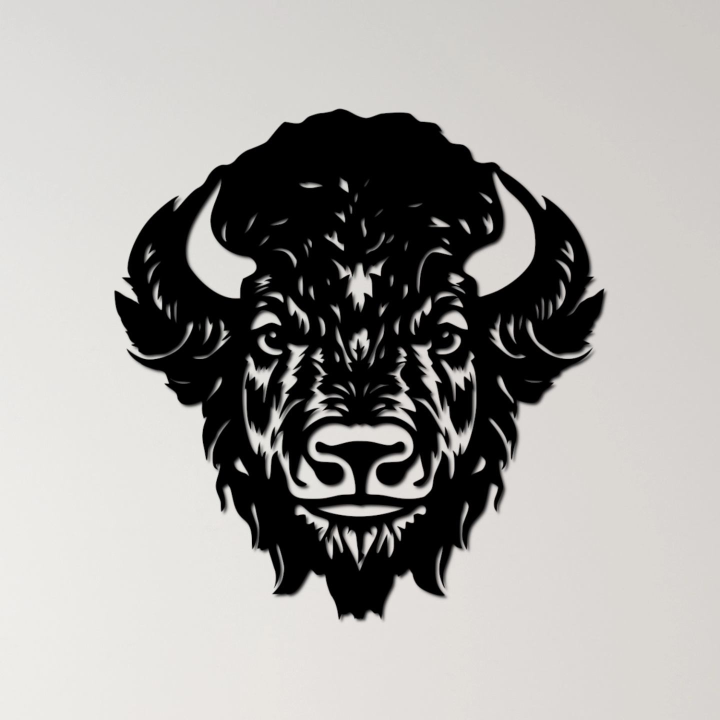 bison mur art by ri0m0 2d buffle silhouette faune sauvage nature puissant prairie animal cornu robuste troupeau originaire américain icône région majestueux 3D print model - Mito3D