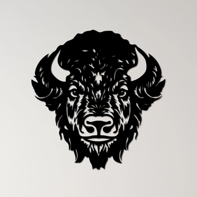 bison mur art by ri0m0 2d buffle silhouette faune sauvage nature puissant prairie animal cornu robuste troupeau originaire américain icône région majestueux 3d print model - Mito3D