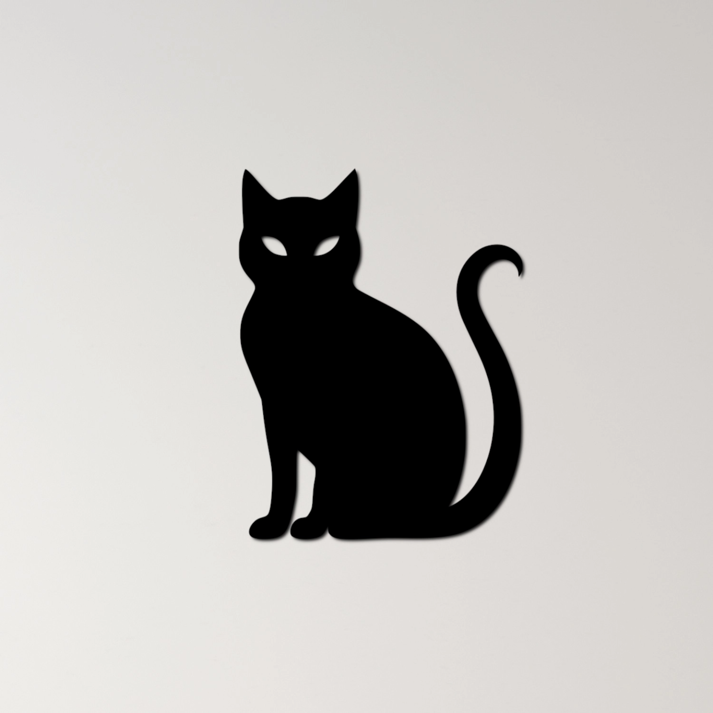 black cat wall art by ri0m0 2d silhouette feline lucky superstition pet witch shadow night animal domestic elegant sleek mystic purr meow whiskers stealth 3D print model - Mito3D