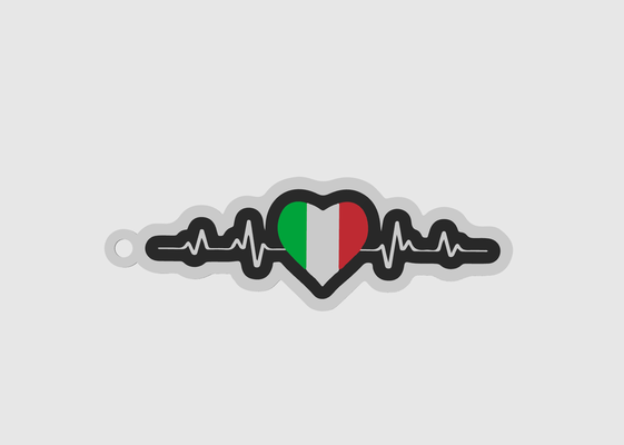 portachiavi italia cuore tricolore portachiave by jonnycena3dart utensili multicolore colore 3d print model - Mito3D