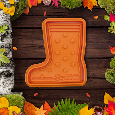 mud boot cookie cutter stamp autumn set by indibles hobby & diy jackboot cookies cutters dough baking playdoh play-doh 3d print model - Mito3D