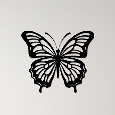 butterfly wall art by ri0m0 2d insect wings silhouette nature flight pollinator graceful transformation beauty garden spring flutter wildlife ornate pattern lepidoptera symmetry airy 3d print model - Mito3D