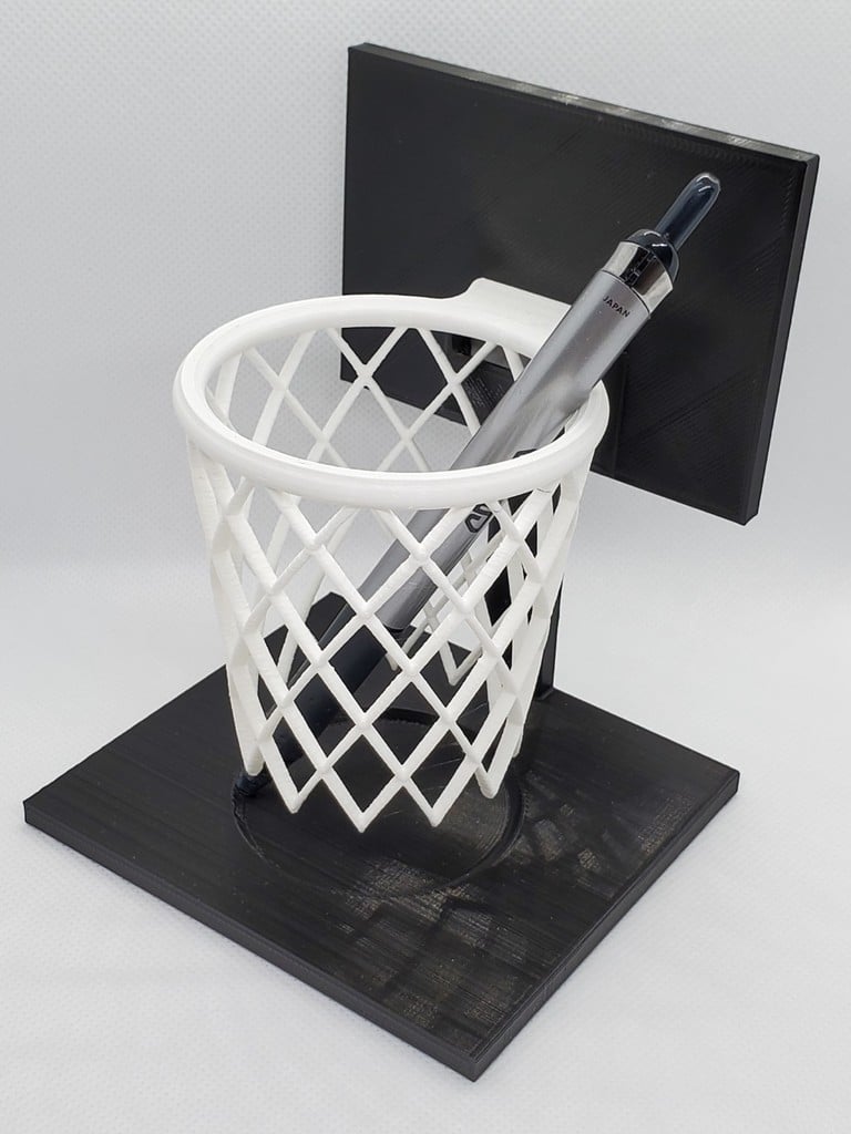 basquetebol aro caneta suporte by nrdaeger casa escritório bola cesta basquete fusão fusion360 presente internet porta lápis canetas 3D print model - Mito3D