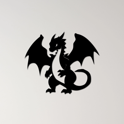 charizard parete arte by ri0m0 2d drago ali fuoco fantasia silhouette mostro mitico volare bestia energia leggenda creatura coda fiamma bilancia feroce gioco epico forte ruggito 3d print model - Mito3D