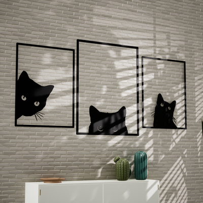 cat peeking cute wall decoration by mateibocancios household decor deco art 2d sign logo 3d print model - Mito3D