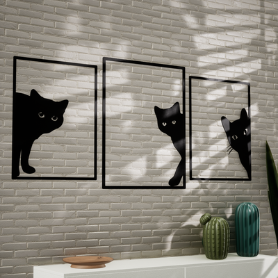 cat peeking cute wall decoration by mateibocancios household decor deco 2d sign logo 3d print model - Mito3D