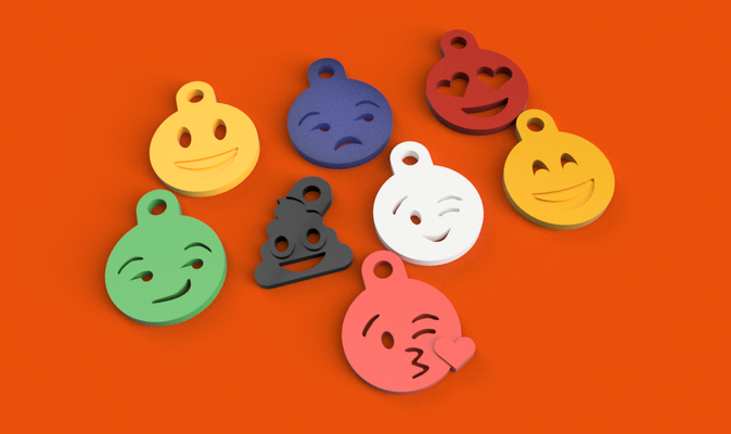 emoji keychains portachiavi emoticons by kenzo88 fashion models key keychain whatsapp chat smile love 3d print model - Mito3D