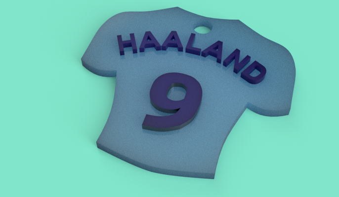 llavero conformado jersey of haaland manchester ciudad by kenzo88 moda modelos fútbol 3d print model - Mito3D