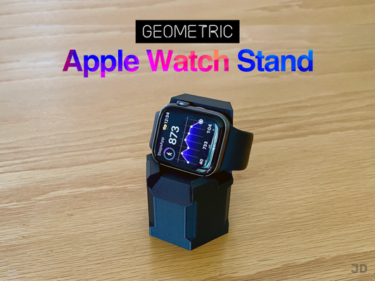 geometric apple watch stand by jdjdjd tools gadgets cool edgy techy charging usb nightstand sleep travel bedroom decoration decor black 3d print model - Mito3D
