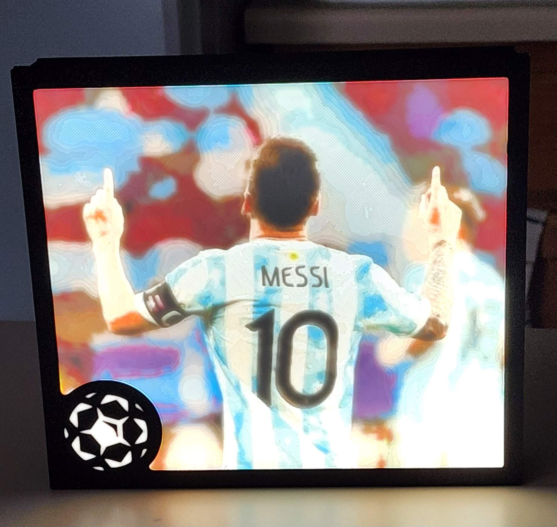 lionel messi litofano 1 by brianstan arte sinais logotipos mundo copo mls campeões liga caixa luz futebol 3D print model - Mito3D