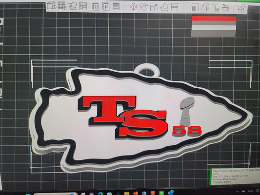 kansas ciudad jefes taylor rápido superbowl 58 3d logo 180mm serie by tiendas comestibles pasatiempo bricolaje diy deporte aire libre vencejo vencejos swift nfl cadena 3d print model - Mito3D