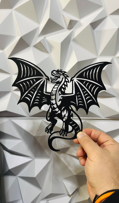 dragon wall art by williams industries household decor sign silhouette fantasy dungeons dragons 2024 3d print 2d display decoration decorations role play tabletop gaming 3d print model - Mito3D